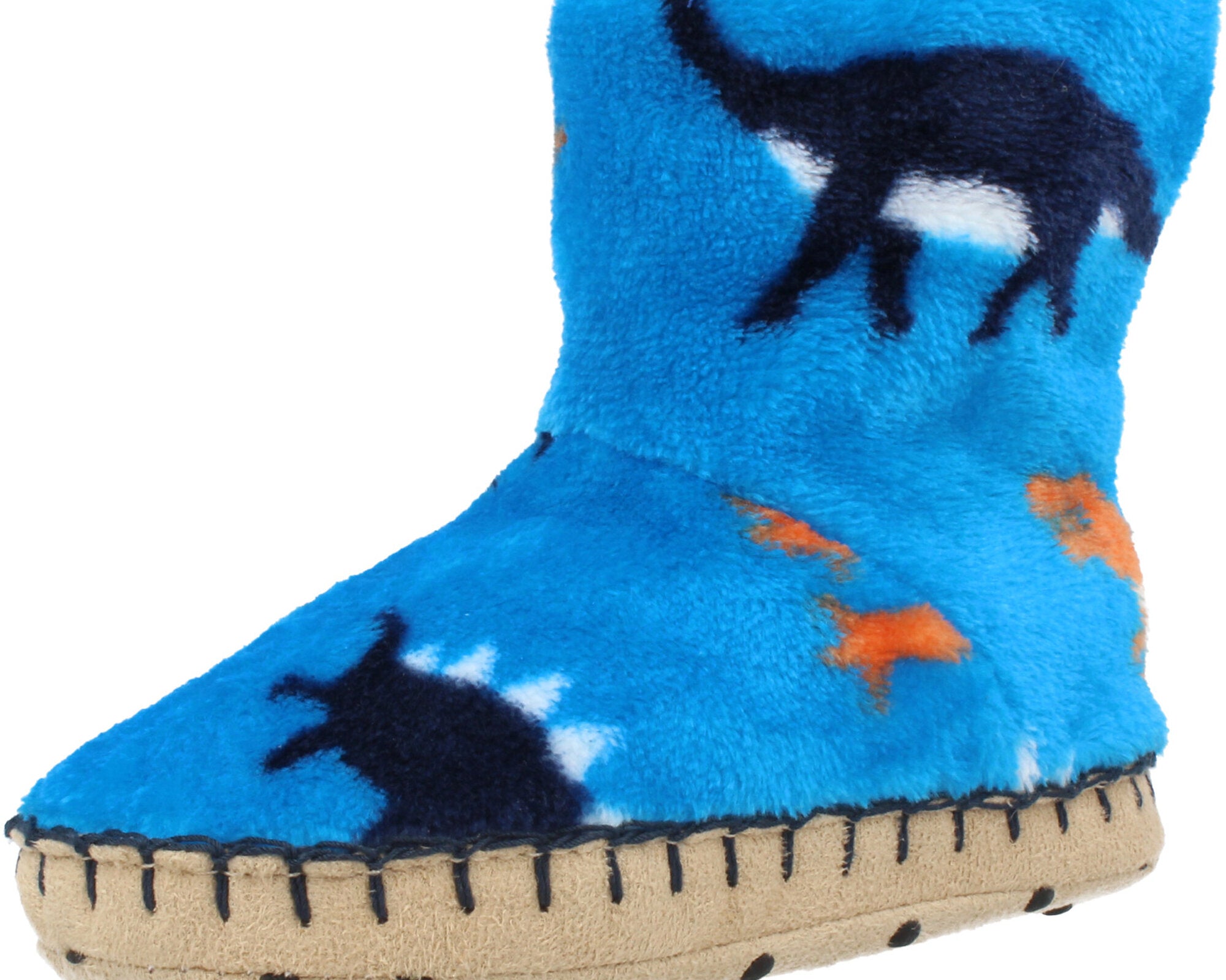 Hatley Wild Dinos Blue Fleece Slippers