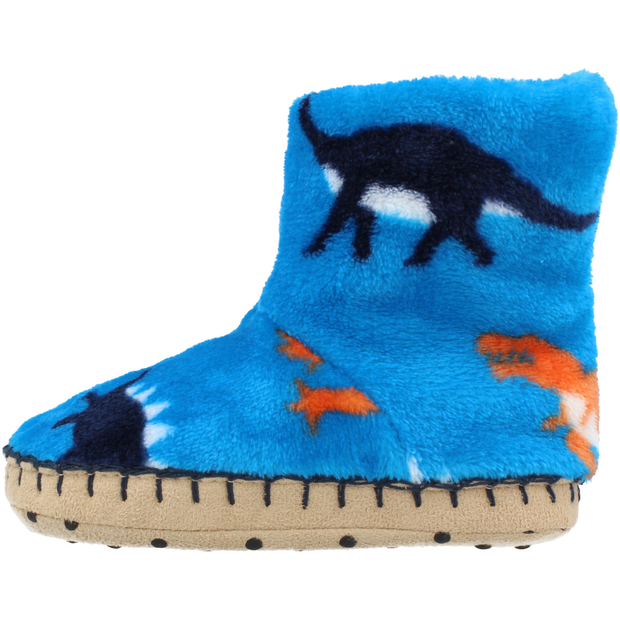 Hatley Wild Dinos Blue Fleece Slippers