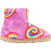 Hatley Twisty Rainbow Hearts Fleece Slippers