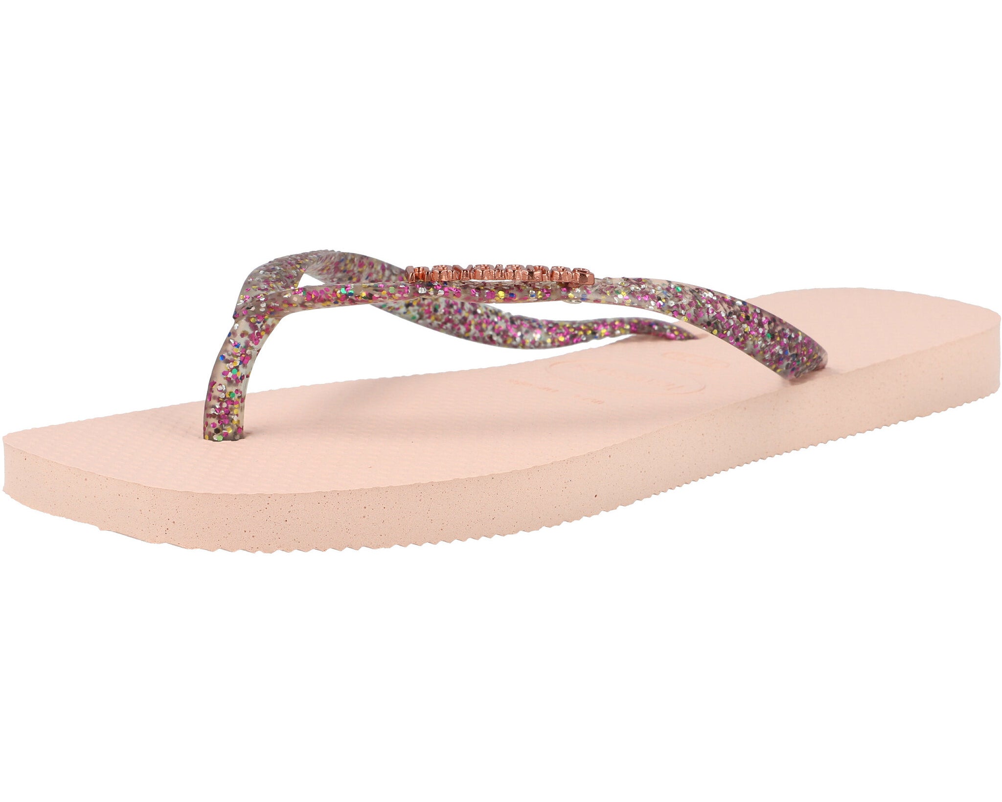 Havaianas Slim Square Logo Metallic Ballet Rose Flip Flops